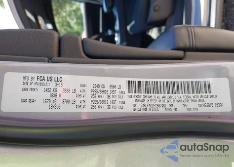 2015 Jeep Grand Cherokee Laredo z USA, uszkodzony, nr VIN 1C4RJFAG2FC807467